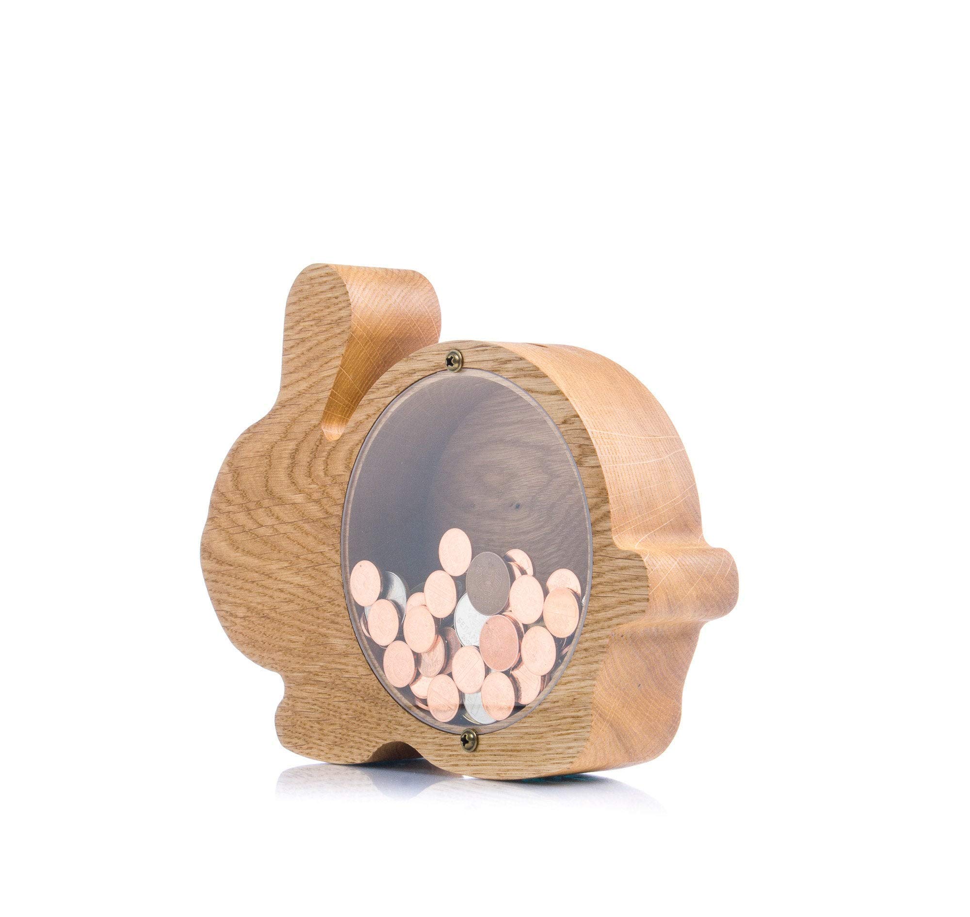 Personalized Wooden Bunny Piggy Bank - Handmade Rabbit Coin Money Box for Kids, Easter & Baby Shower Gifts (3 Sizes) - Perfect for Saving Coins, Birthday Presents, and Home Decor