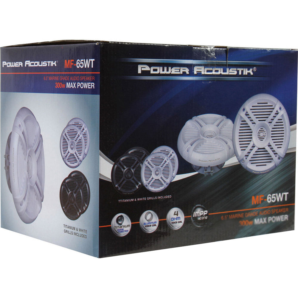 Power Acoustik MF-65WT 300W 6.5 Inch Marine Grade Waterproof Coaxial Speakers - Perfect for Boats, RVs & Outdoor Audio Systems