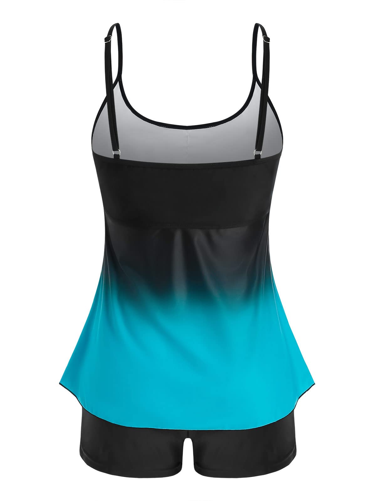 ROSE GAL Women's Plus Size Ombre Print Backless Cami Boyleg Modest Tankini Swimwear Set - Perfect for Beach Vacations, Pool Parties & Summer Getaways