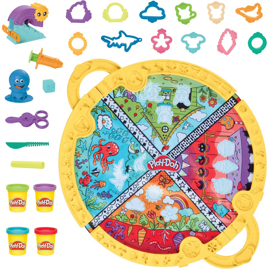 Play Doh Fold N' Go Playmat - Portable Kids Art & Creativity Activity Set for Travel, Home & Classroom - Non-Toxic Modeling Clay Dough Mat for Toddlers & Preschoolers