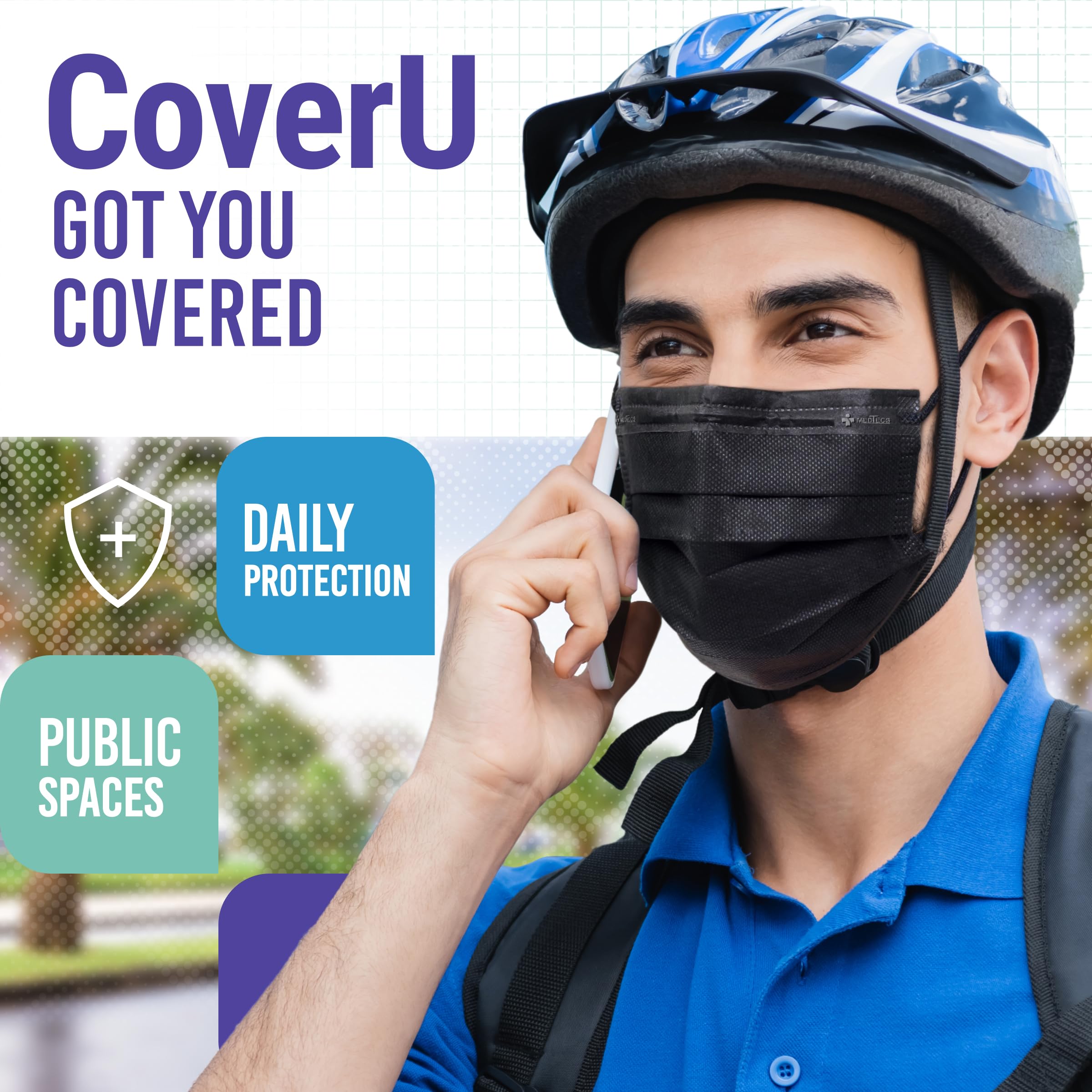 Medtecs Disposable Face Masks - 50/2000 PCS - 3-Layer Breathable Protection, ASTM Level 1 Certified - Comfortable & Safe for Daily Use, Work, Travel, and Public Safety