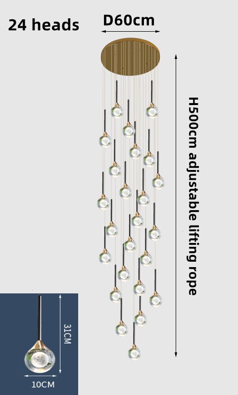 Crystal Drops Chandelier - Elegant Ceiling Light Fixture for Dining Room, Bedroom & Living Room | Dimmable Modern Chandelier Lighting for Home Decor