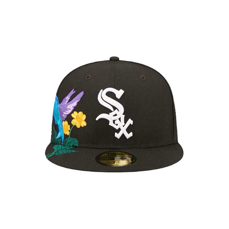 Chicago White Sox Blooming Black 59FIFTY Fitted Hat for Men - Official MLB Baseball Cap for Sports Fans & Streetwear Fashion