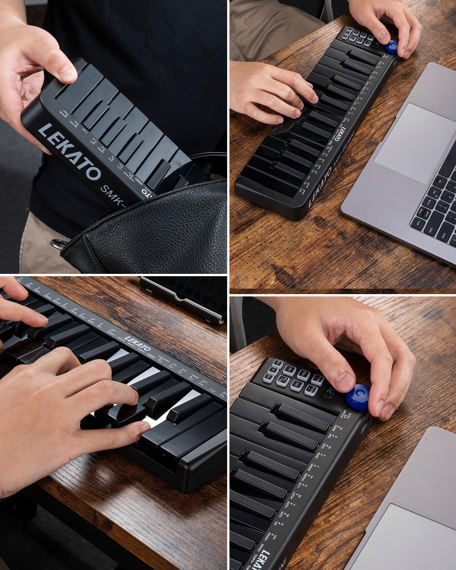 LEKATO 25-Key MIDI Keyboard - Portable USB/Bluetooth Controller for Music Production