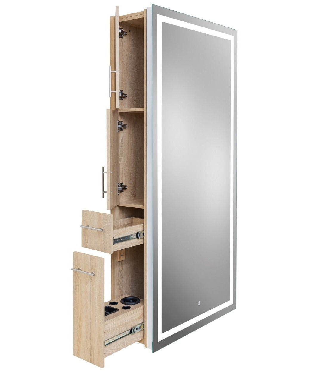 PIBBS 9110 LUMINA LED Salon Mirror with Storage - Professional Beauty Vanity Mirror for Makeup & Hairstyling - Perfect for Home Salons, Spas & Dressing Rooms