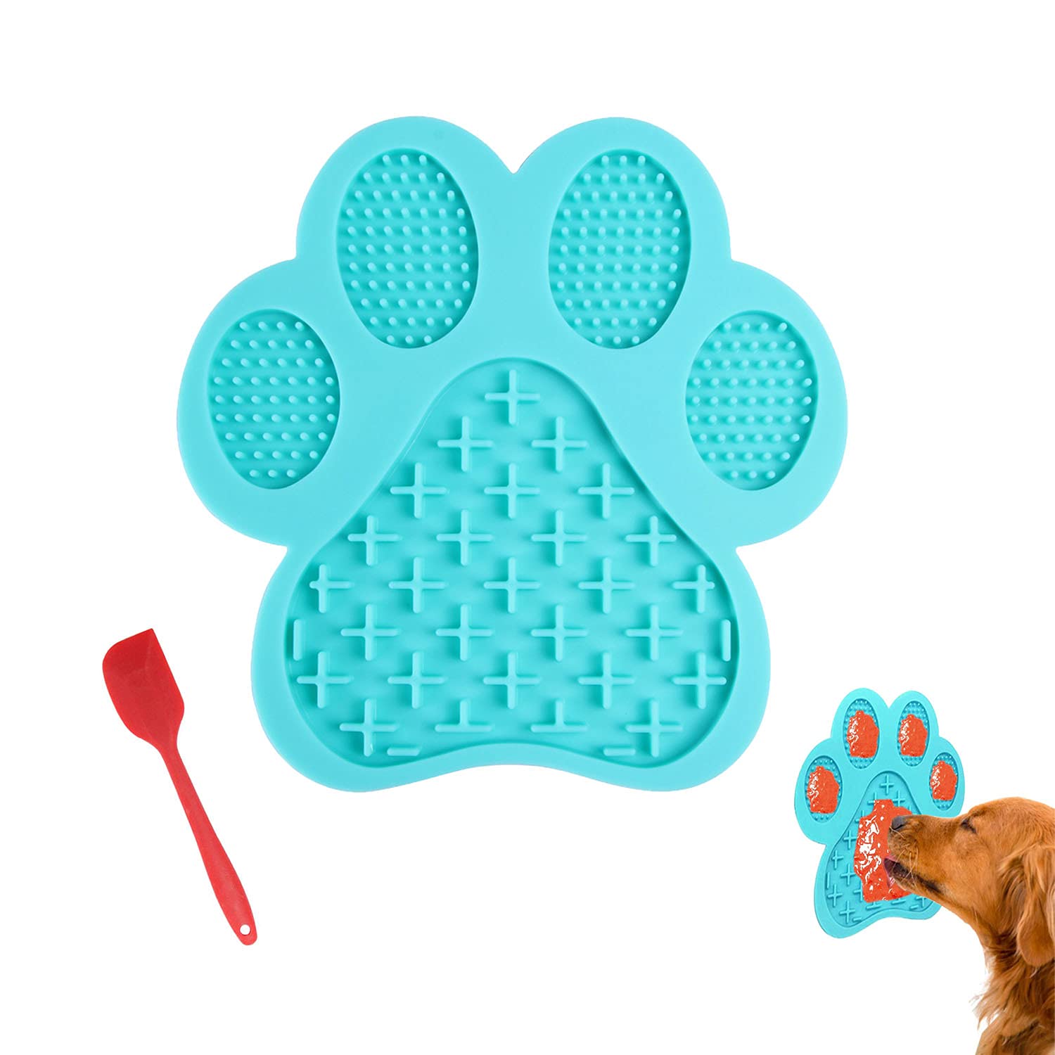 Dog Licking Mat for Anxiety Relief - Peanut Butter Slow Feeder Bowl with Strong Suction Cup for Wall - Pet Bathing, Grooming & Training Tool - Light Blue - Perfect for Stress Relief, Mealtime Fun & Puppy Training Sessions