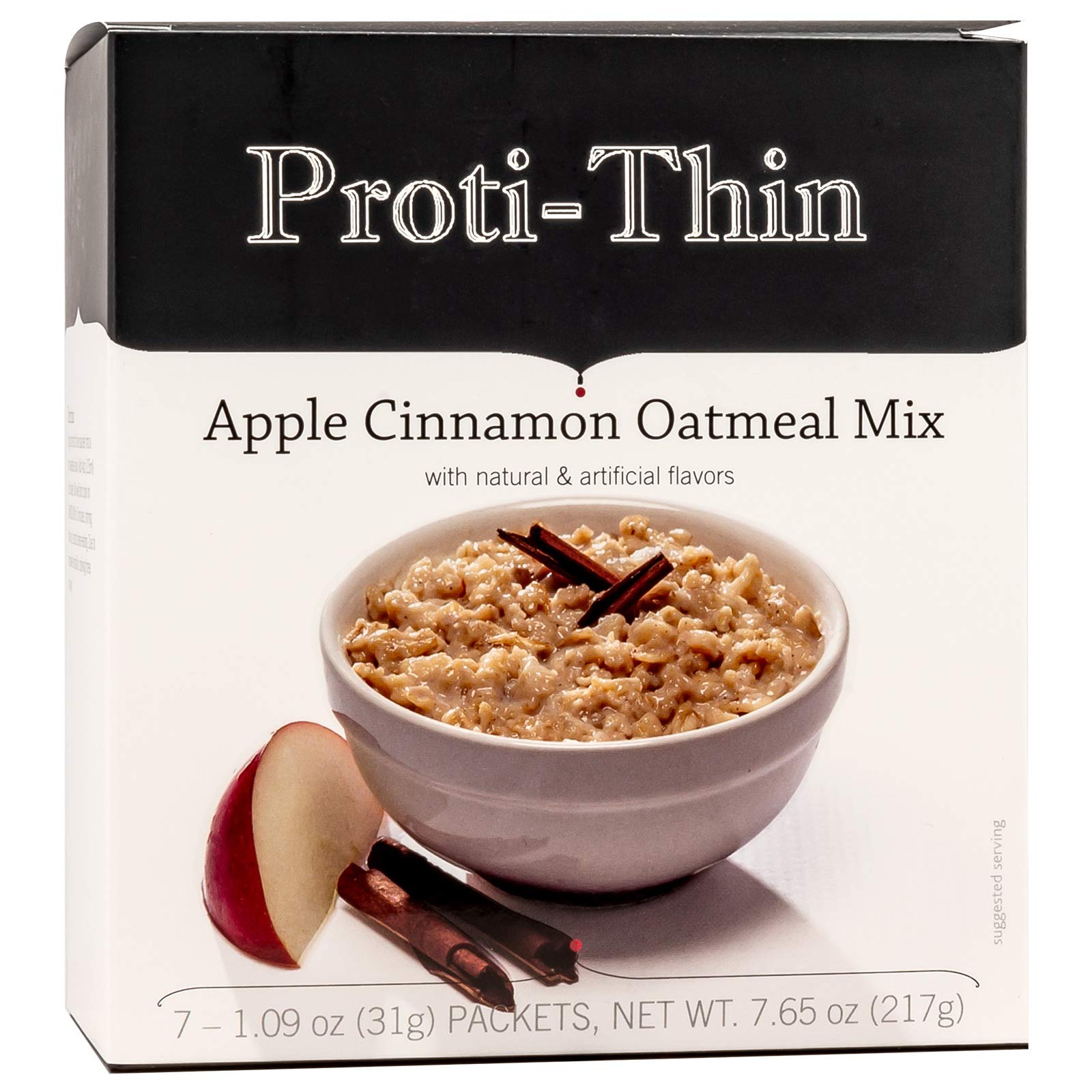 Proti-Thin High Protein Instant Apple Cinnamon Oatmeal - 15g Protein, Low Calorie, Low Fat & Sugar, Ideal Protein Compatible (7 Servings/Box) - Perfect for Breakfast, Weight Loss & Healthy Lifestyle
