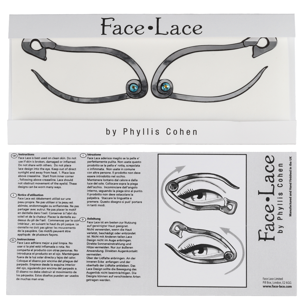 PINsight Face Lace by Phyllis Cohen - Premium Self-Adhesive Face Jewelry for Parties, Halloween & Special Events
