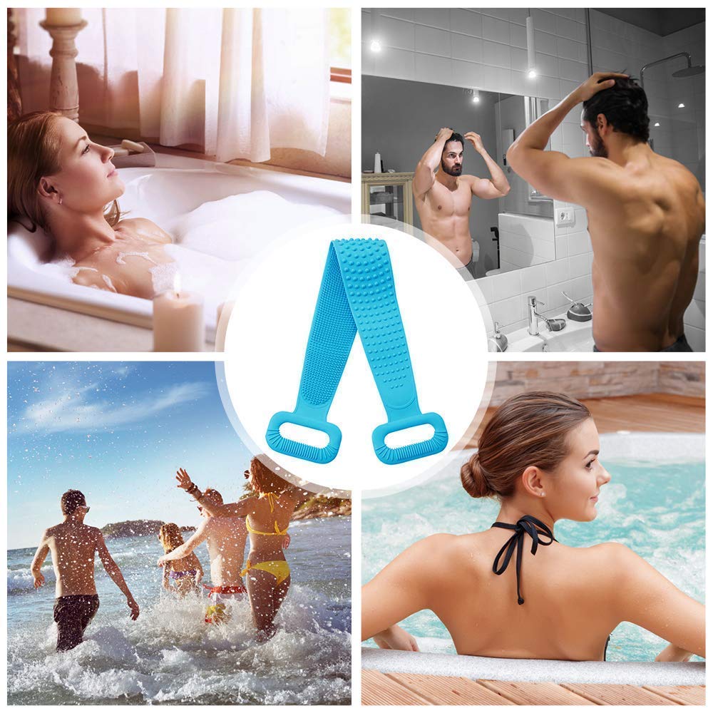 Quickous Silicone Body Scrubber - Double-Sided Exfoliating Brush for Deep Skin Cleaning & Massage - Shower & Bath Use