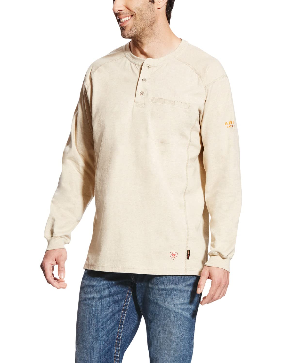 ARIAT Men's FR Air Henley Shirt - Breathable & Comfortable Workwear for Outdoor Activities, Hiking, and Casual Wear