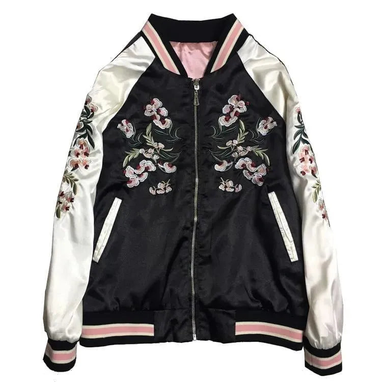 Stylish Floral Bomber Jacket for Women - Lightweight Spring/Summer Fashion Outerwear - Perfect for Casual Outings, Streetwear & Date Nights