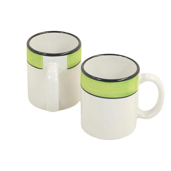 4-Piece White & Lime Green Mug Set with Spree Pattern - Perfect for Coffee, Tea, and Hot Chocolate at Home or Office