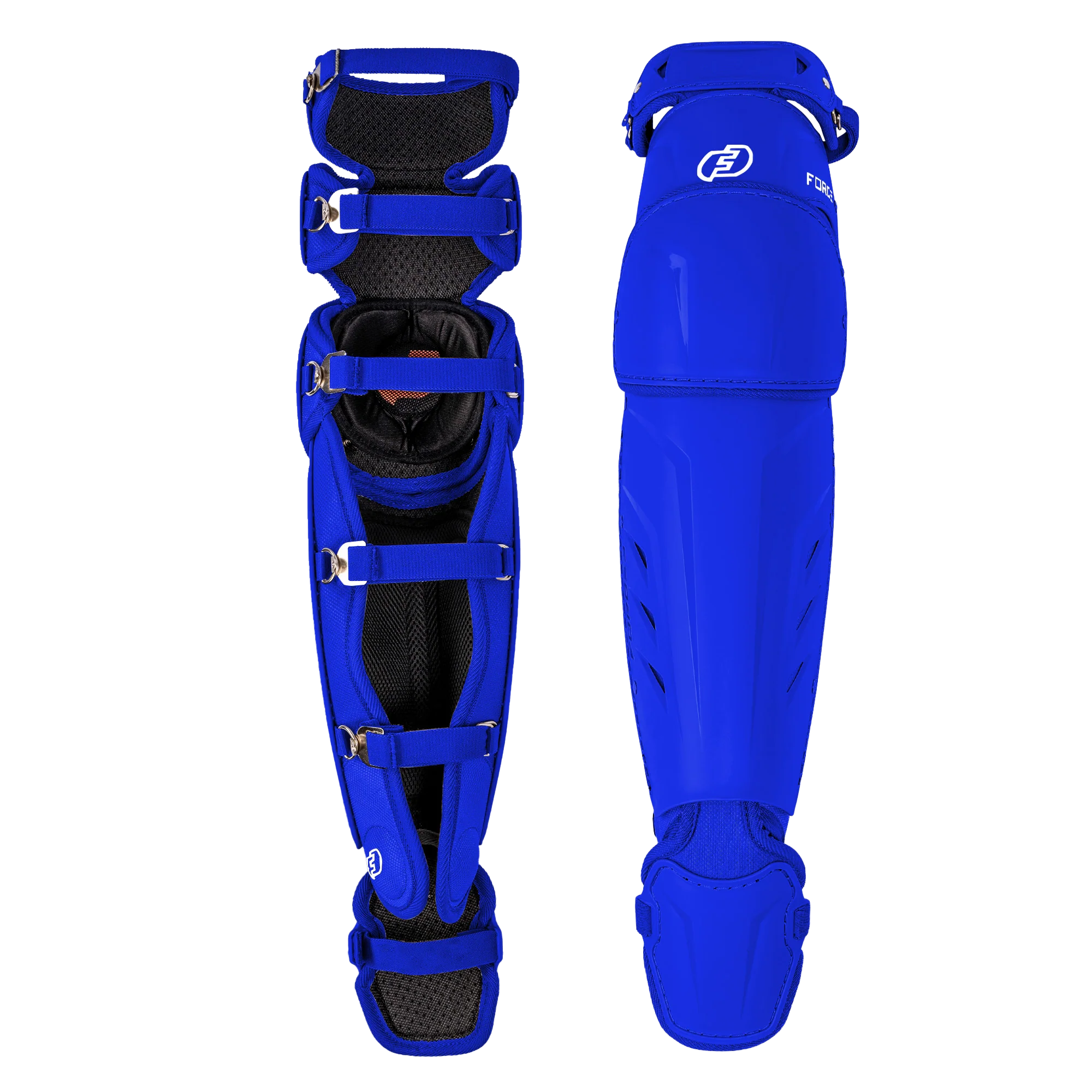 FORCE3 XS3® PRO ELITE Baseball Catcher Leg Guards - Adult Size | Lightweight Protective Gear for PitchCom® System | Perfect for MLB, College & Youth Games