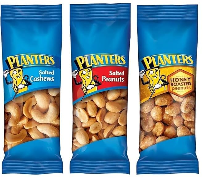 Maryse's Place Variety Pack of Salted Cashews, Salted Peanuts & Honey Roasted Peanuts - 24 Individually Packed Kosher Nut Snacks for Adults | On-the-Go, After School, Office & Travel Healthy Snacking