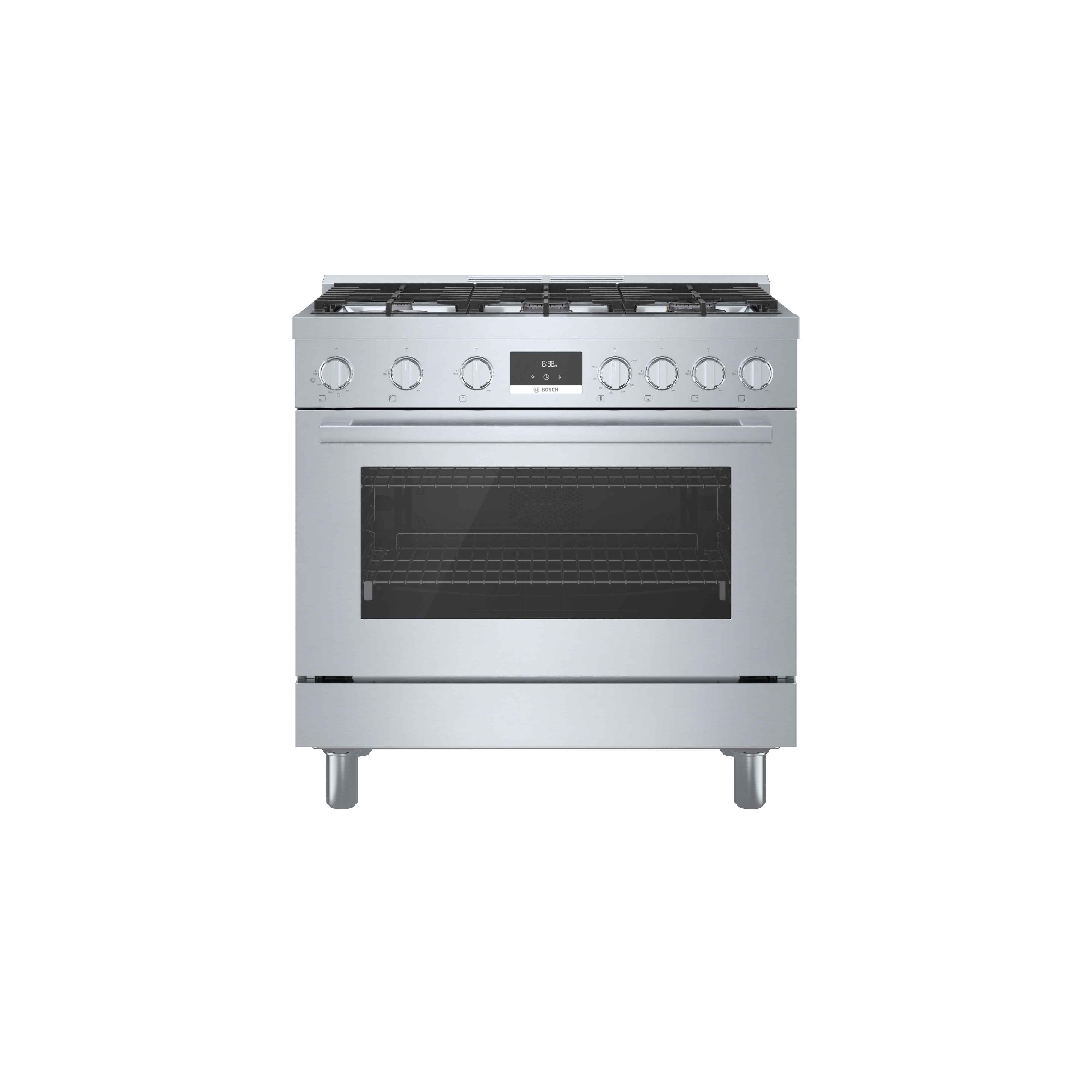 Bosch 36-Inch Industrial Style Gas Range with 5 Burners - Stainless Steel HGS8655UC - Perfect for Professional Chefs & Home Kitchens