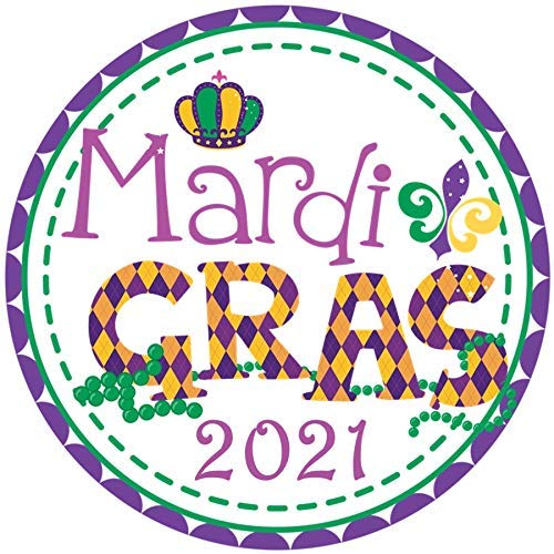 Colorful Mardi Gras Favor Tags & Stickers for Party Decorations, Masquerade Ball, Carnival Celebrations - 50 Pack Premium Quality Labels