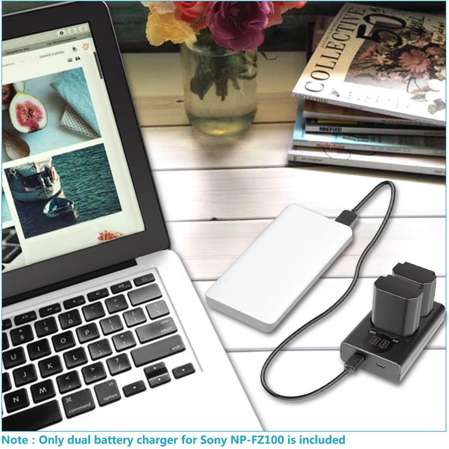 NEEWER Dual USB Battery Charger for Sony NP-FZ100 - Fast Charging for Cameras, Camcorders & More | Perfect for Travel, Vlogging & Professional Photography