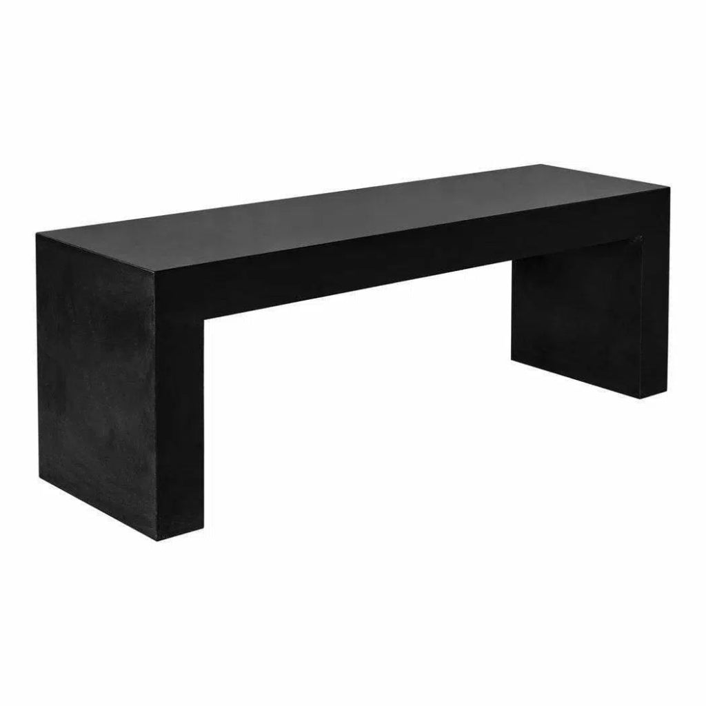 55 Inch Outdoor Bench Black Contemporary - Modern Patio Furniture for Garden, Backyard, and Poolside Relaxation