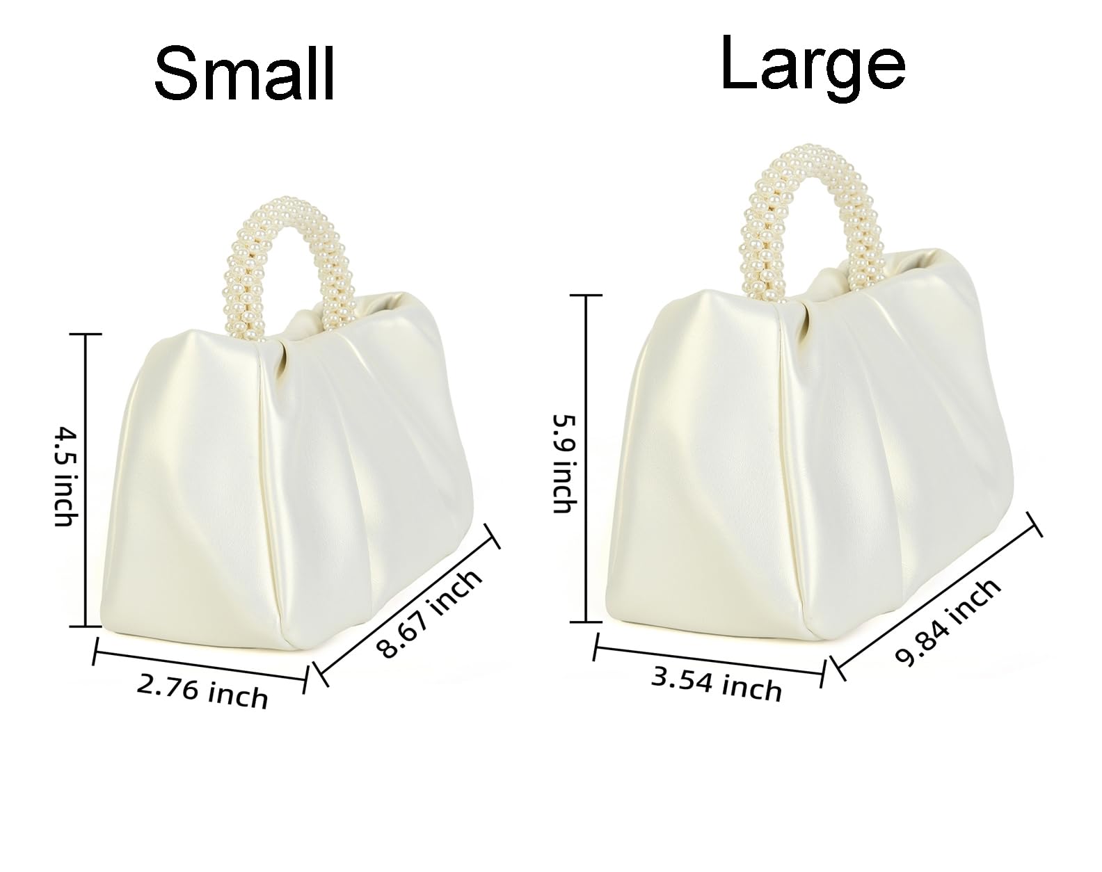 Elegant Pearl Evening Clutch for Women - Soft Leather Ruched Crossbody Shoulder Bag for Party, Wedding & Special Occasions | Perfect for Date Nights, Galas & Formal Events