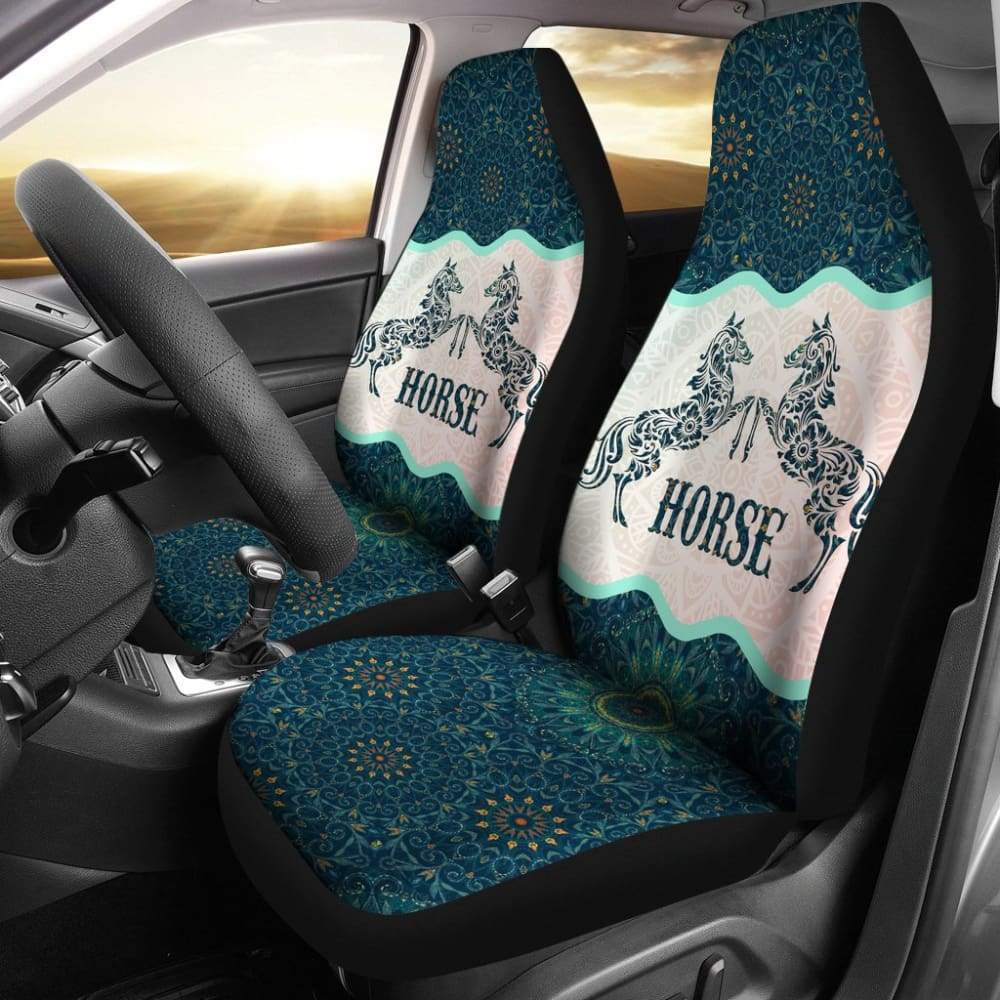 Vintage Mandala Horse Car Seat Covers - Premium Universal Fit for Cars, Trucks & SUVs - Boho Hippie Style Auto Accessories - Perfect for Road Trips, Daily Commute & Gift Giving