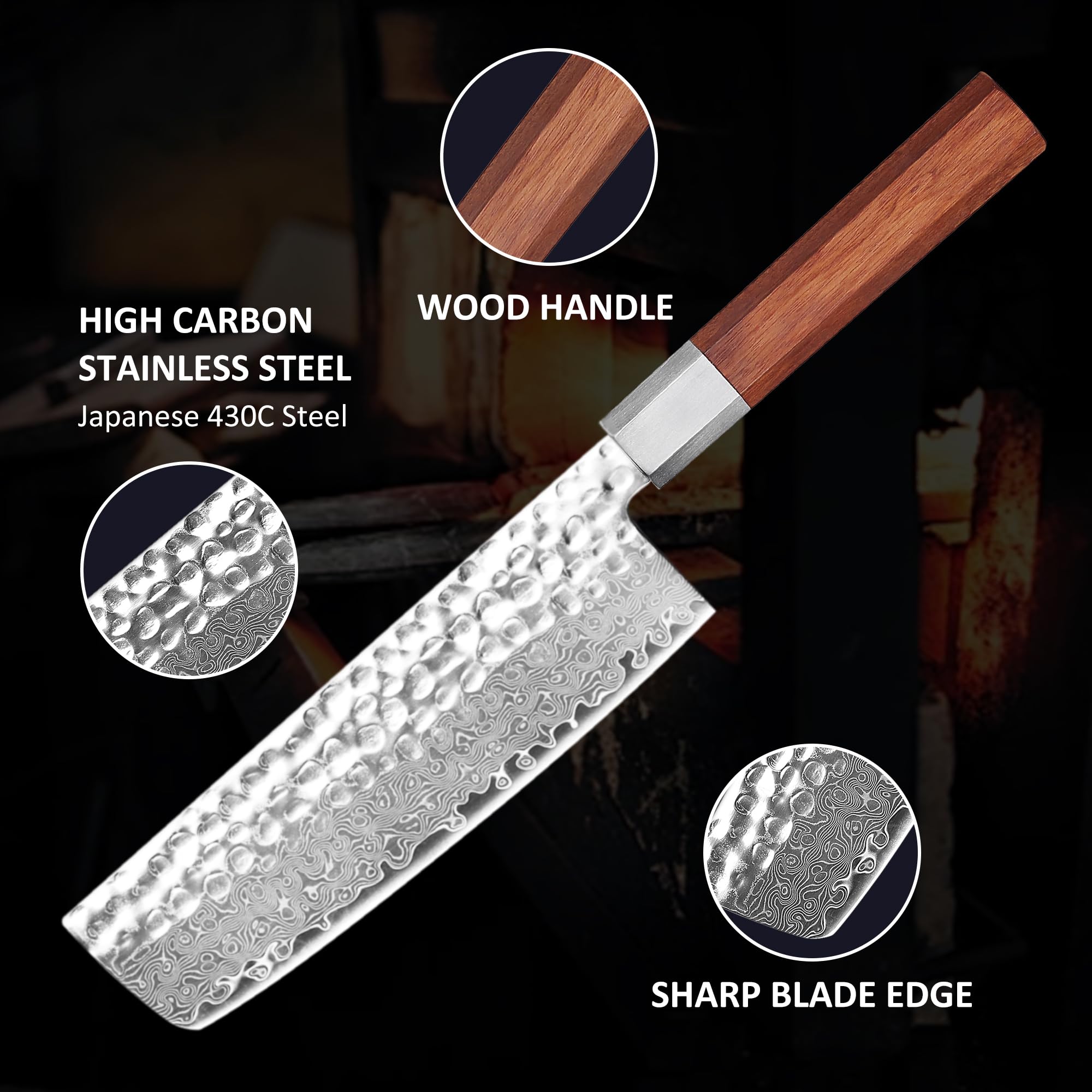 Premium 3-Piece Japanese Damascus Chef Knife Set - Hand-Forged High Carbon Steel Blades, Ultra Sharp Kitchen Knives with Ergonomic Wood Handle - Perfect for Chopping Vegetables, Slicing Meat & Professional Cooking - Ideal Gift for Home Chefs & Culinary Enthusiasts