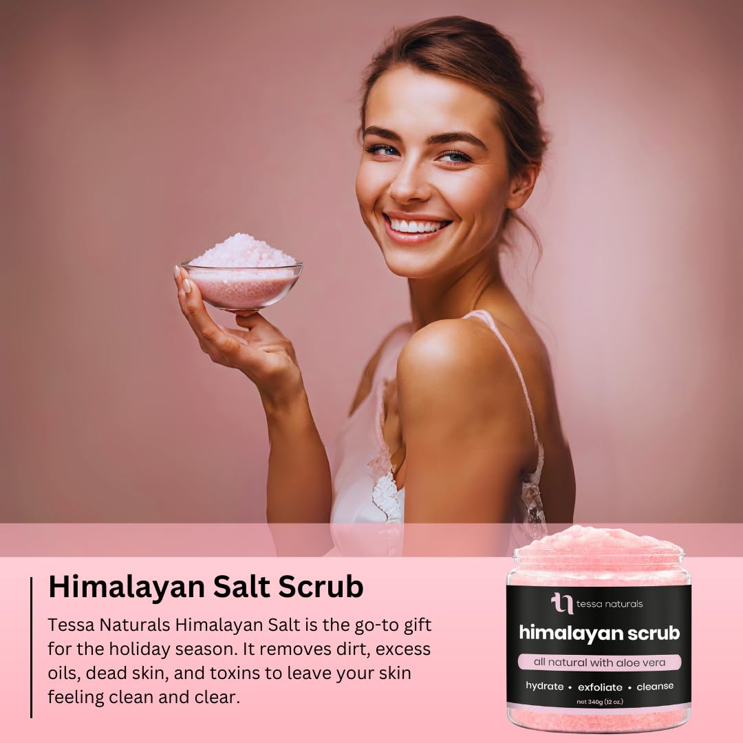 **Organic Himalayan Salt Body Scrub with Aloe Vera - Natural Exfoliator for Women & Men - Moisturizing Skin Care for Blackheads & Dead Skin Removal - Perfect for Spa, Shower & At-Home Self-Care**