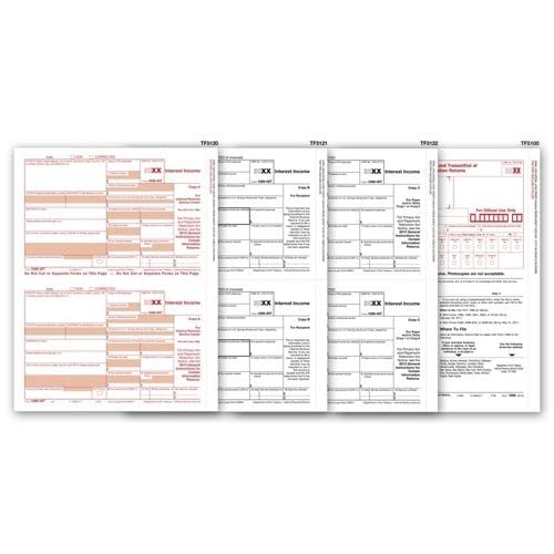 Laser 1099 INT Income Tax Form Set - 3 Part Carbonless Copy - Perfect for Small Business, Freelancers & Accountants (Home Office & Tax Filing Use)