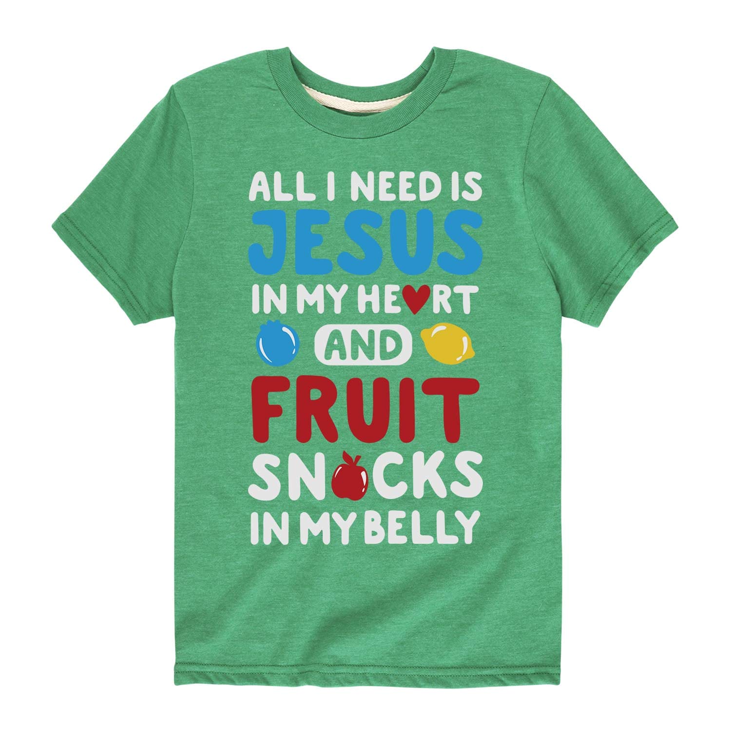 Jesus Fruit Snacks Christian Toddler Short Sleeve T-Shirt - Soft Cotton Kids Tee for Church, Sunday School & Family Outings