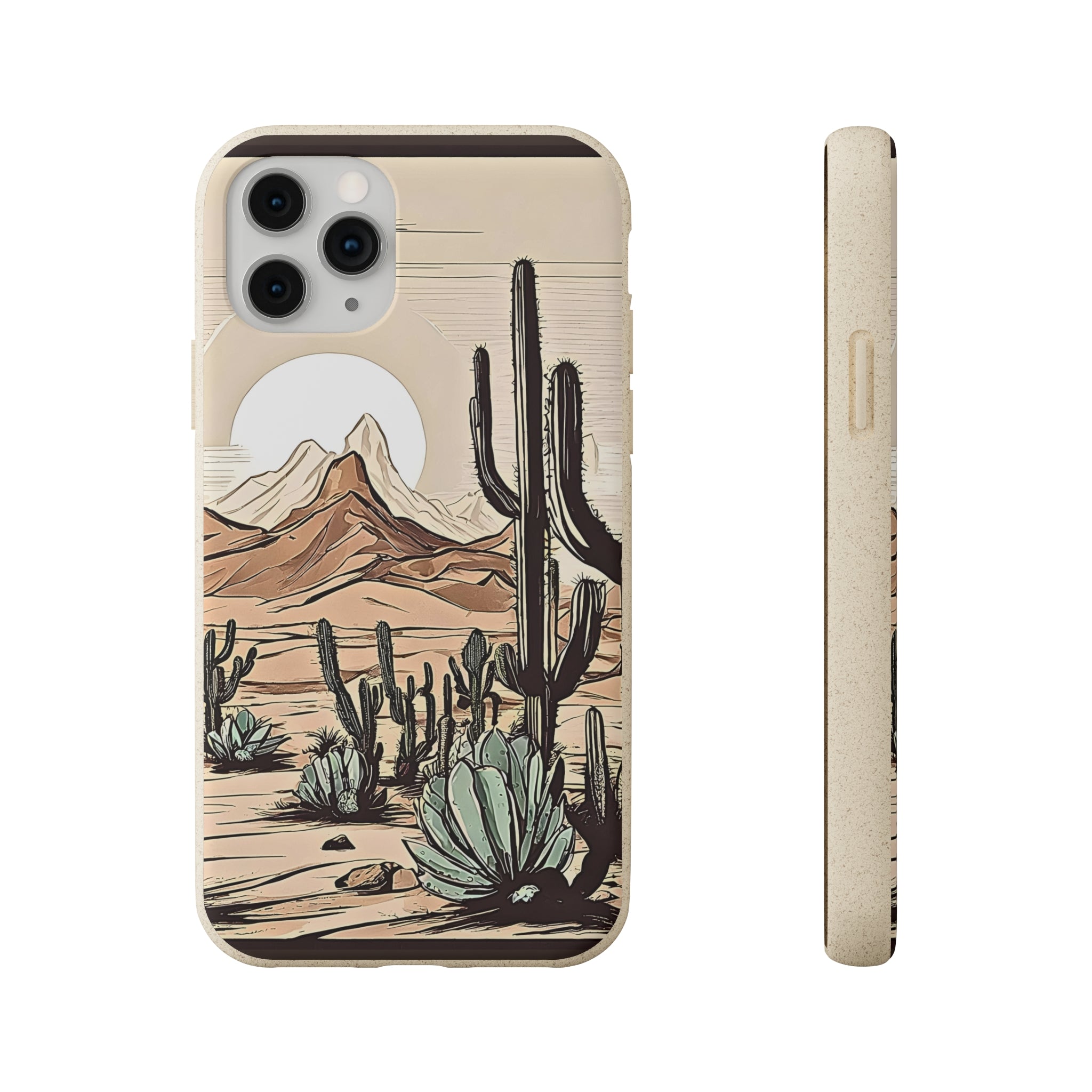 Eco-Friendly Biodegradable Phone Case with Rustic Desert & Cactus Print - Compatible with iPhone & Samsung | Sustainable Joshua Tree Design | Perfect Gift for Nature Lovers & Arizona Travelers