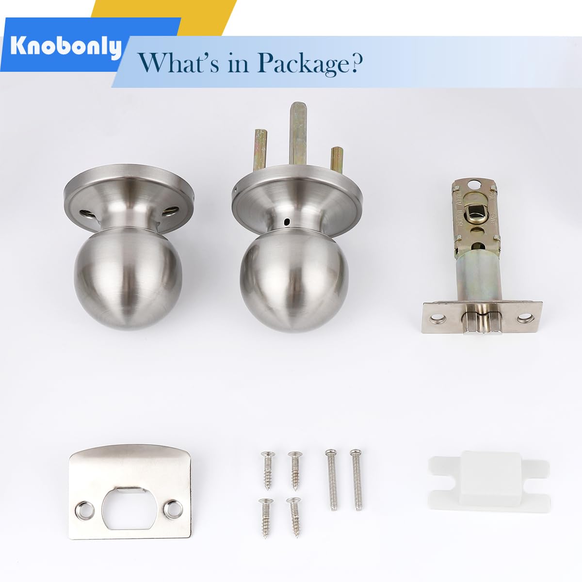 Knobonly 9 Pack Satin Nickel Round Ball Door Knobs - Classic Passage Hallway & Closet Keyless Knob Set | Perfect for Bedrooms, Bathrooms & Interior Doors