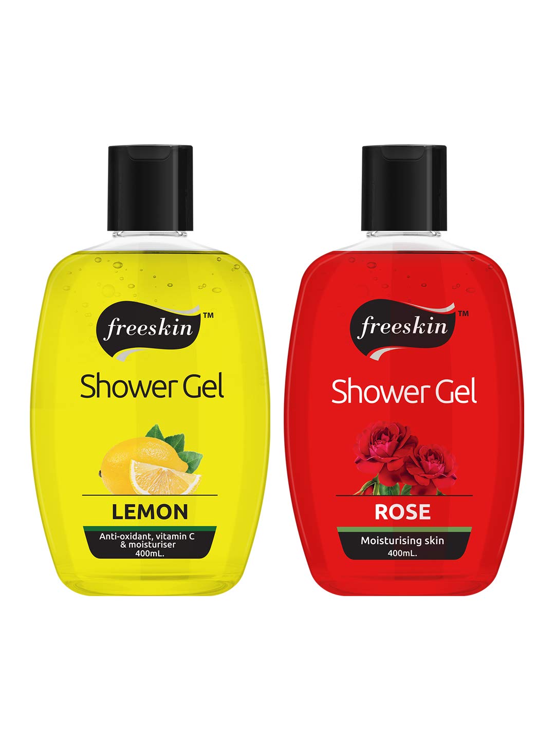 Freeskin Lemon & Rose Scented Shower Gel Set - 2 Pack (400ml Each) for All Skin Types | Hydrating Body Wash for Dry, Sensitive Skin | Perfect for Daily Shower & Spa Relaxation