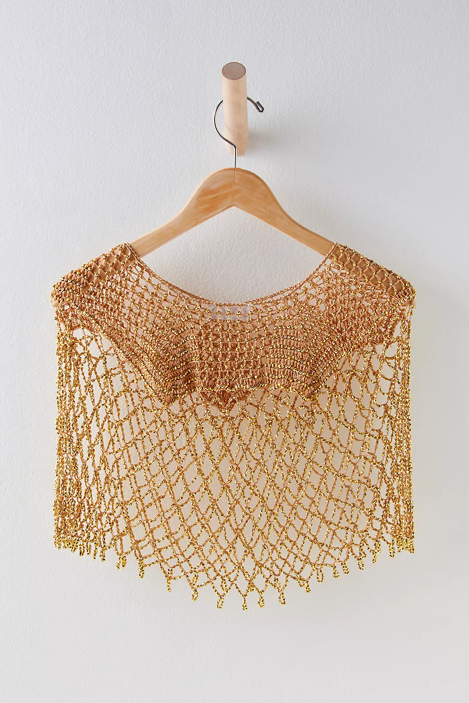Elegant Gold Beaded Capelet Shawl for Women - Perfect for Weddings, Parties & Evening Events