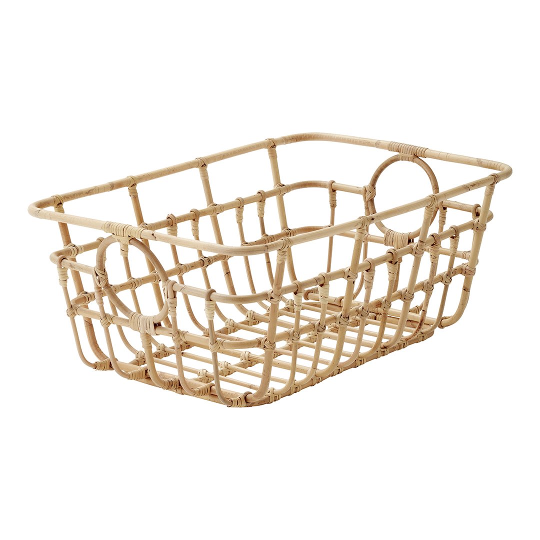 Maria Berntsen Carry Me Basket Cane Line - Stylish Handwoven Rattan Basket for Home Decor, Storage & Picnics - Perfect for Beach, Market & Boho Chic Style