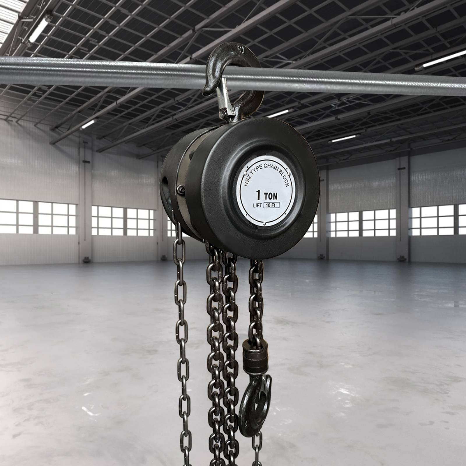 2200 lbs 1 Ton Heavy Duty Hand Chain Hoist - 10ft Chain Fall Lift with Dual Hooks for Workshop, Construction & Material Handling | Perfect for Lifting Equipment, Automotive Repair & Industrial Applications