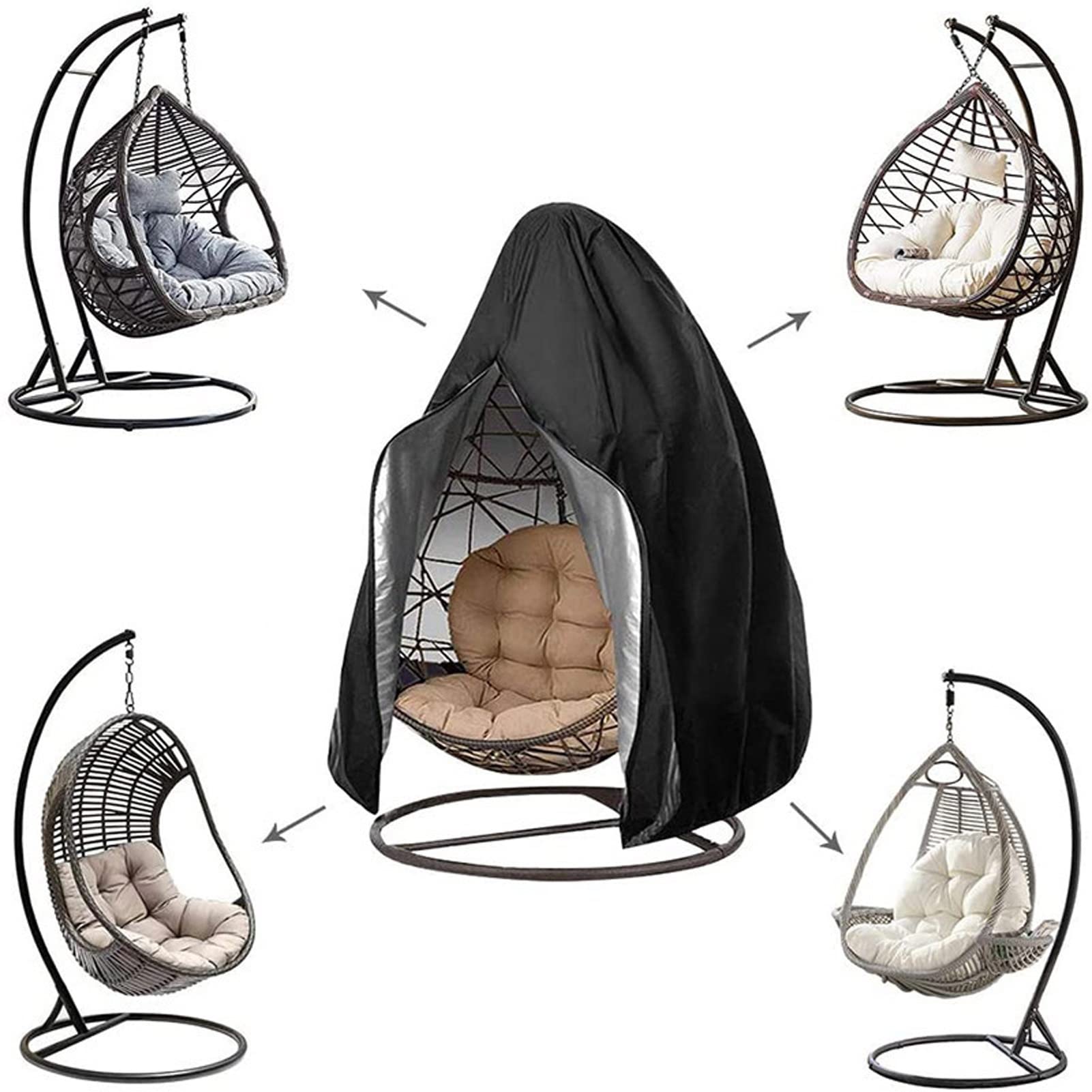 Durable Waterproof Hanging Egg Chair Cover with Zipper - Outdoor Swing Chair Dust Protector for Patio, Rattan Furniture - Perfect for Garden, Balcony & Backyard Relaxation