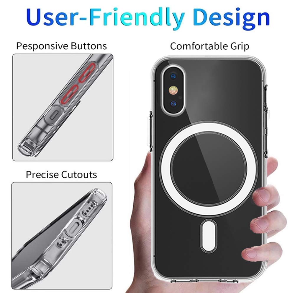 Magnetic Clear Case for iPhone Xs Max - MagSafe Compatible, Wireless Charging & Car Mount Support | Slim Protective Cover for Everyday Use & Travel