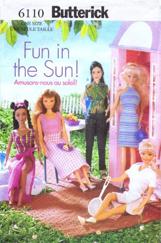 Butterick 6110 Sewing Pattern for Fashion Doll Clothes - DIY Barbie & American Girl Doll Outfits - Perfect for Doll Dressmaking, Costume Design & Creative Sewing Projects