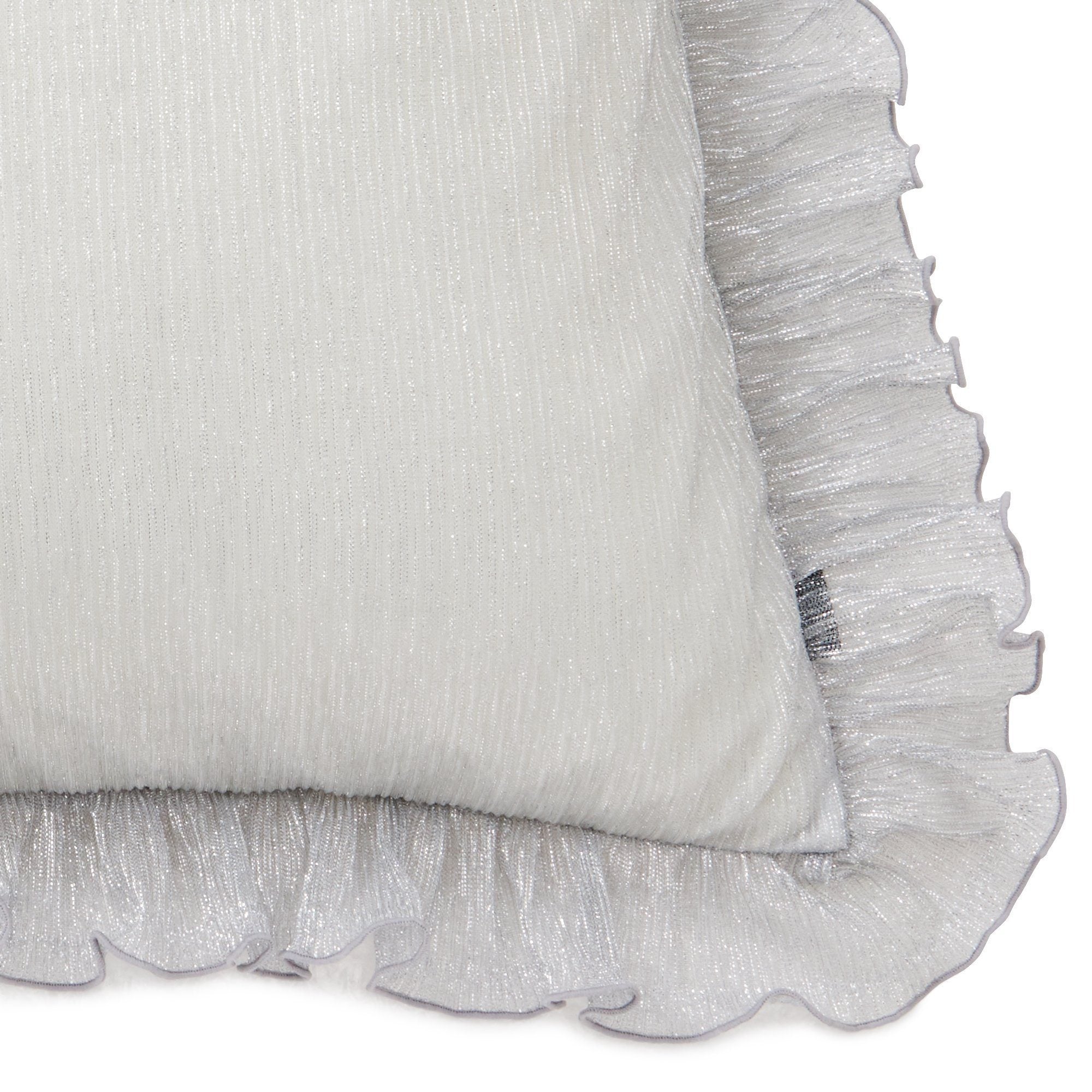Elegant Silver Frill Cushion Cover - Soft Decorative Pillow Case for Sofa, Bed, Living Room & Home Decor
