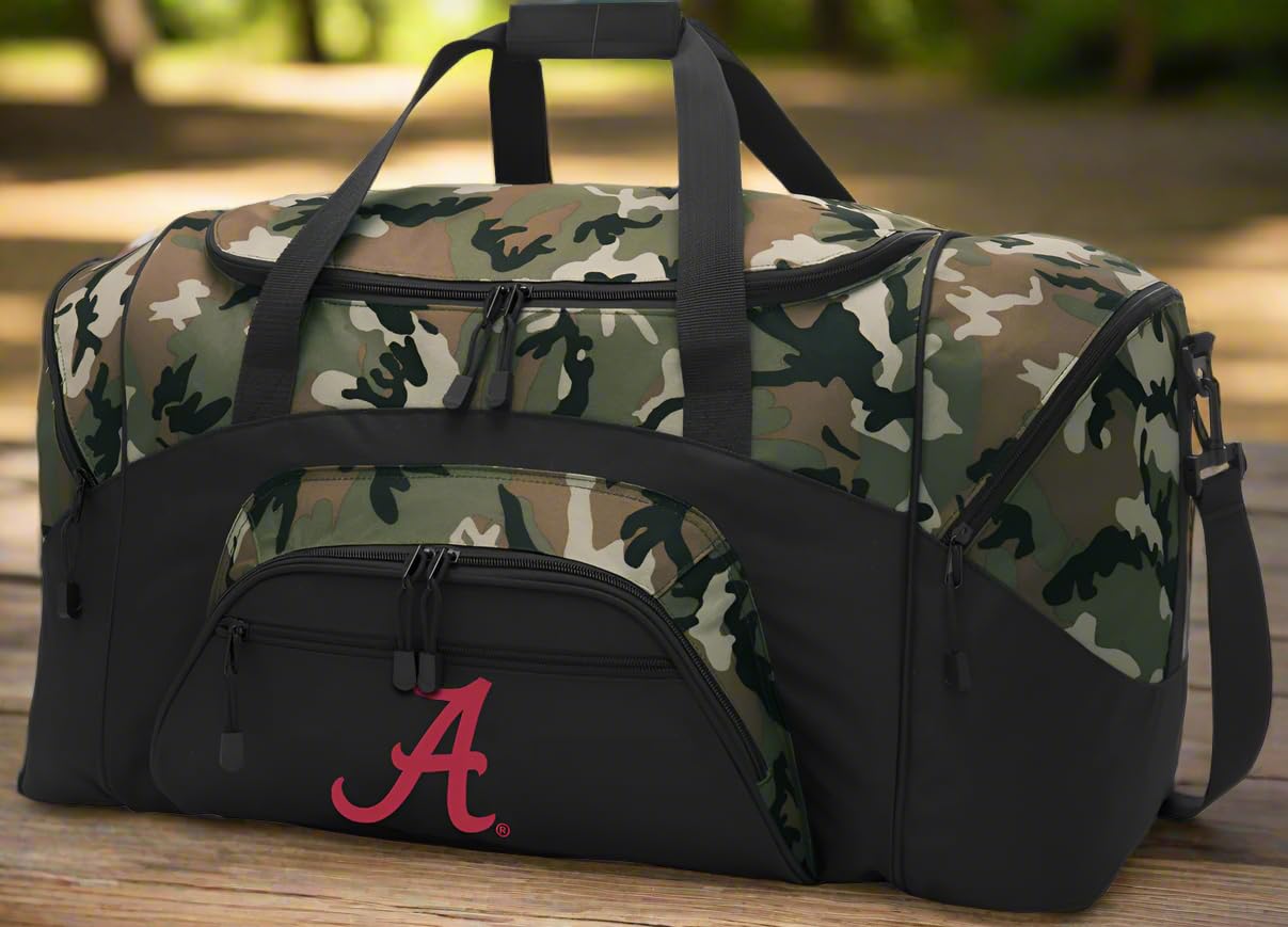 Alabama Camo Duffle Bag - Large Travel Duffel Luggage for Men, Alabama A Logo Design, Perfect Gift for Him | Ideal for Camping, Gym, Sports & Weekend Getaways