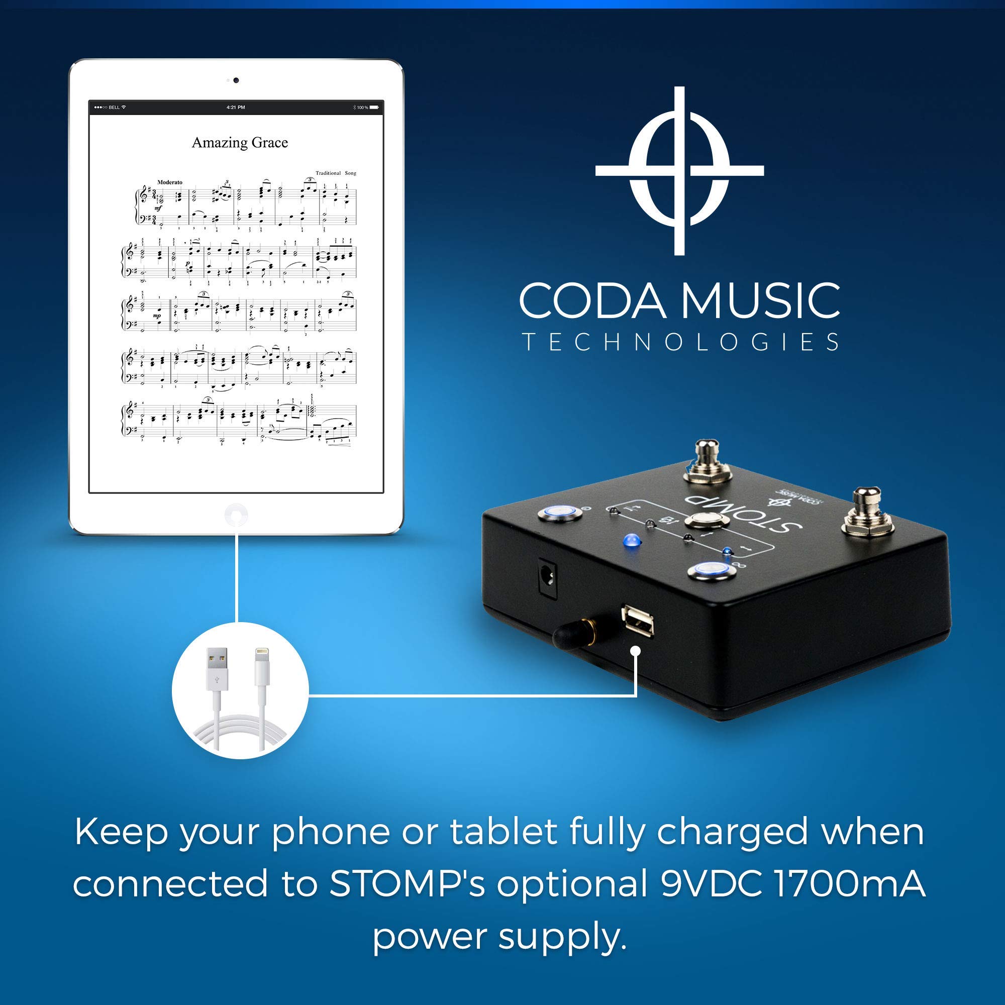 Wireless Bluetooth Page Turner for iPad & Tablets - Hands-Free Foot Pedal with 2-Way Switch (Black) - Perfect for Musicians, Presenters & Remote Learning