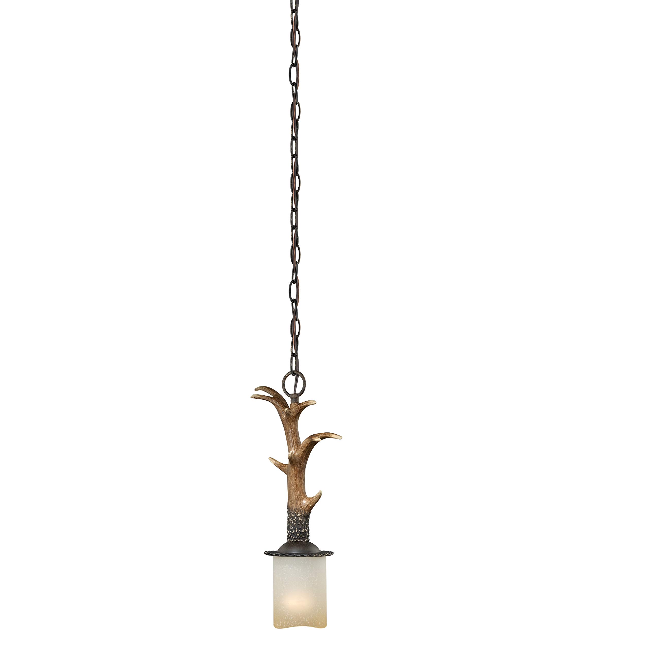Yoho Bronze Rustic Antler Mini Pendant Ceiling Light - Vintage Farmhouse Lighting for Kitchen Island, Dining Room & Bedroom Decor