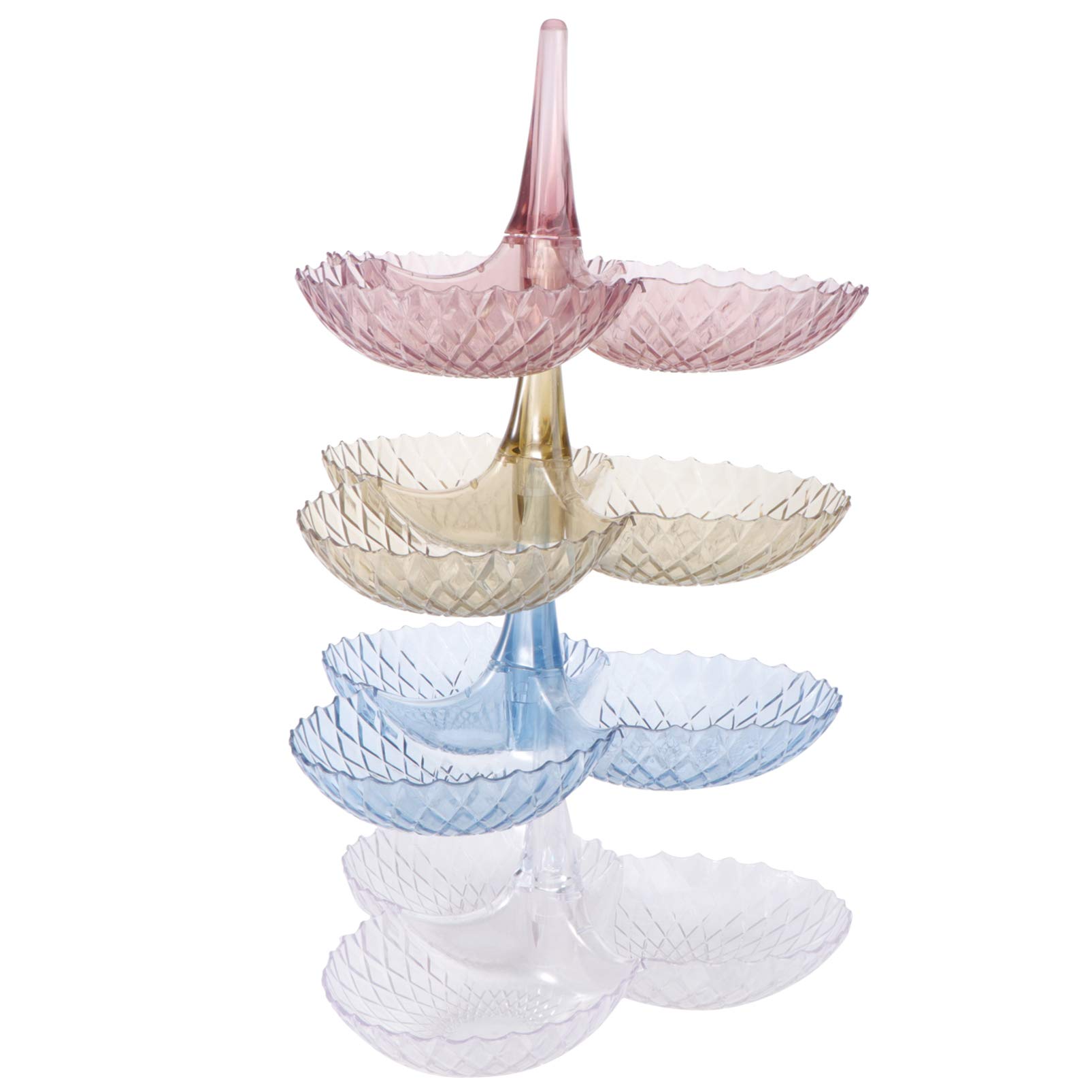 4PCS Plastic Appetizer Serving Platters with 3 Compartments - Transparent Golden Pink Blue Snack Tray for Fruit, Candy, Nuts, Desserts & Condiments | Perfect for Parties, Picnics & Home Entertaining