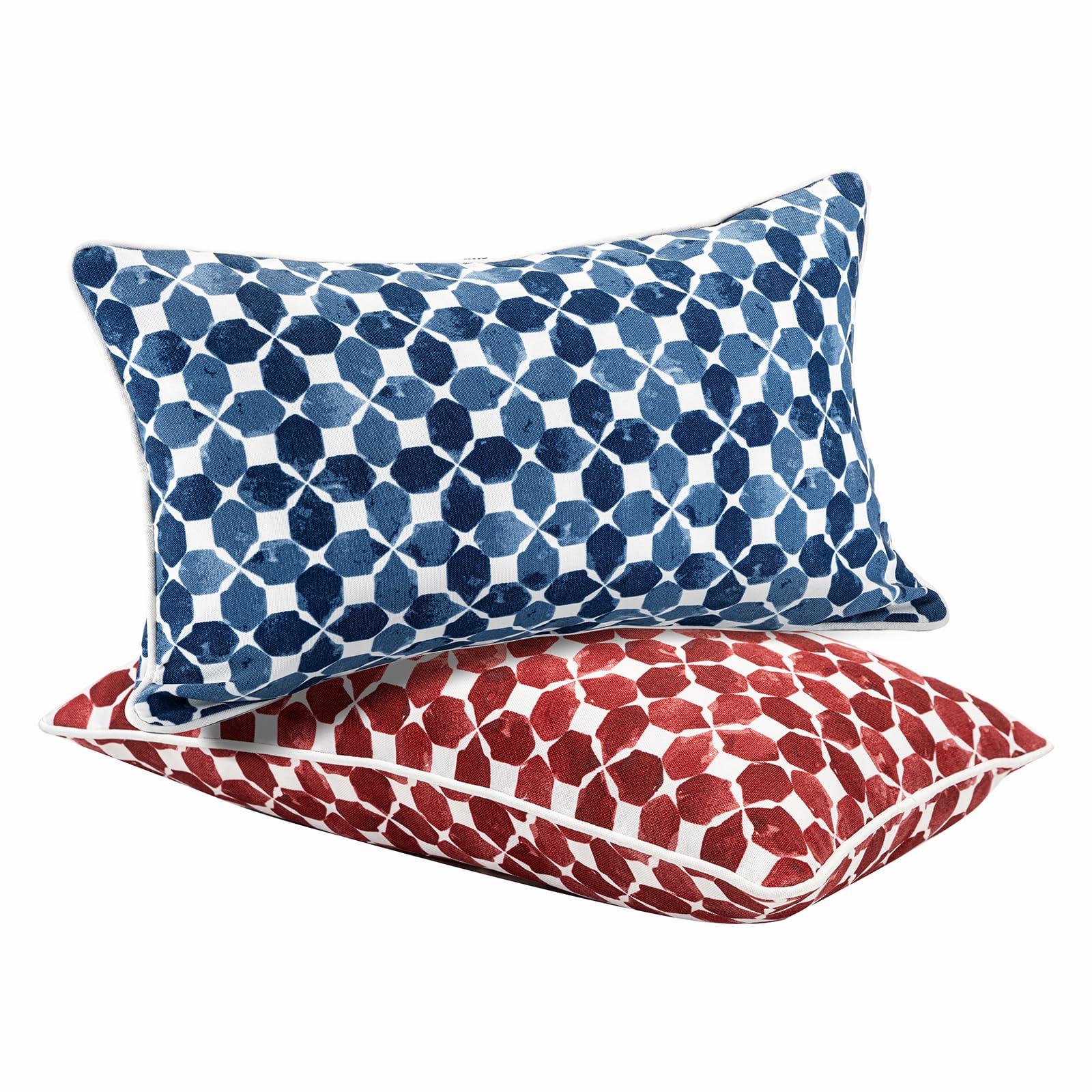 JMGBird 12×20 Inch Outdoor Lumbar Pillows (Pack of 2) - Waterproof Decorative Throw Pillows with Insert - Rectangular Garden Cushions for Patio Furniture, Sofa, Coach & Home Decor - Perfect for Outdoor Living, Backyard Relaxation & Seasonal Decor