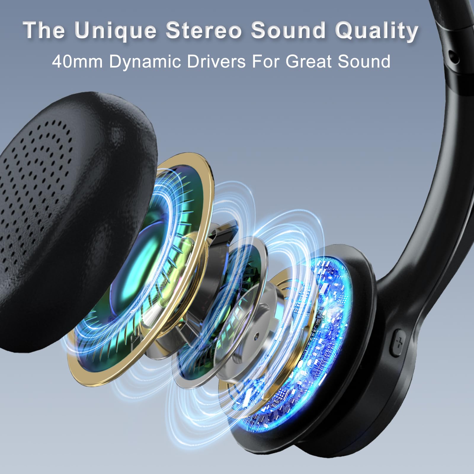 Wireless Bluetooth Trucker Headset with Noise Cancelling & Mute Button - 40Hrs Battery Life for Truck Drivers, Office Work & Phone Calls | Comfortable Over-Ear Headphones for Long Haul Driving & Remote Work