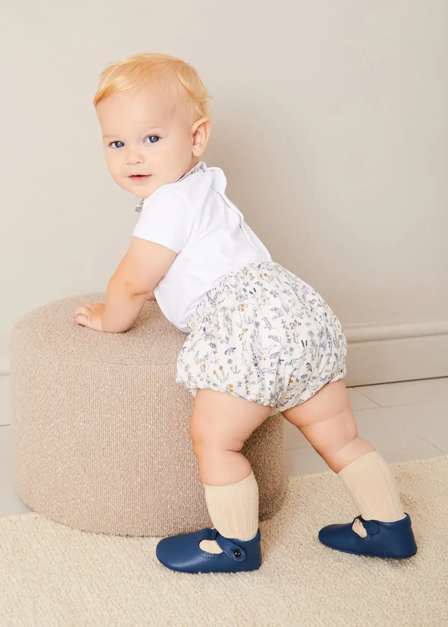 Ellis Floral Bloomer in Blue - Premium Liberty Fabric Baby Pants (1m-3yrs) | Soft & Comfortable for Playtime, Daycare & Special Occasions