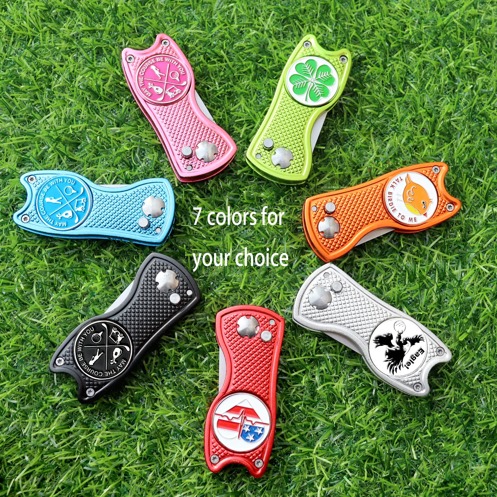Foldable Golf Divot Repair Tool & Ball Marker Set - Premium Stainless Steel Golf Accessories for Course & Practice | Perfect Gift for Golfers