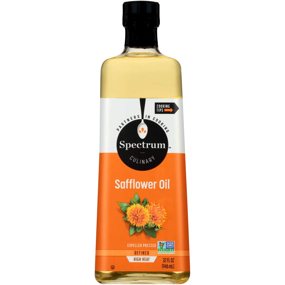 Spectrum Culinary High Oleic Safflower Oil - Refined Cooking Oil, 32 Oz (Pack of 12) - Perfect for Frying, Baking & Heart-Healthy Recipes
