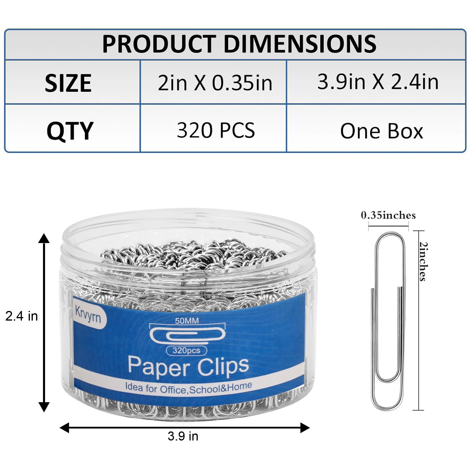 Jumbo Paper Clips 320 Pcs - Large & Extra Large Paper Clips for Office, School, Home - Heavy Duty Paperwork Supplies for Organizing Documents, Files, and Bills