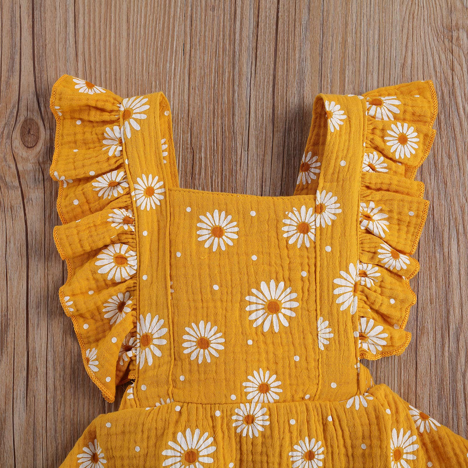Newborn Baby Girl Daisy Romper Dress - Adjustable Ruffles One-Piece Bodysuit Jumpsuit | Summer Outfits for Infants | Perfect for Photoshoots, Parties & Outdoor Play