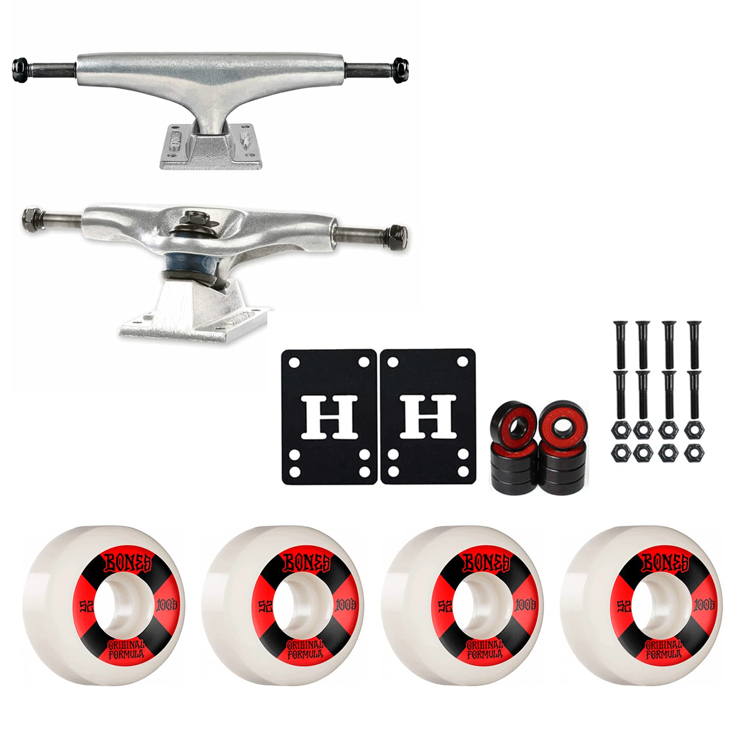 Thunder Skateboard Trucks - Choose Your Size with Bones 100 Wheels & Bearings Hardware | Perfect for Street Skating & Park Riding